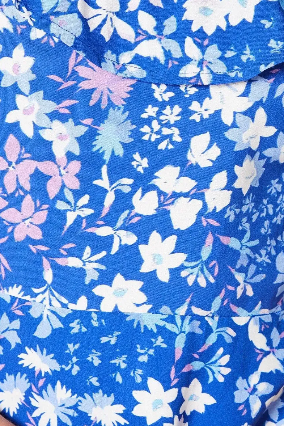Blue Ditsy Ruffle Midi Dress