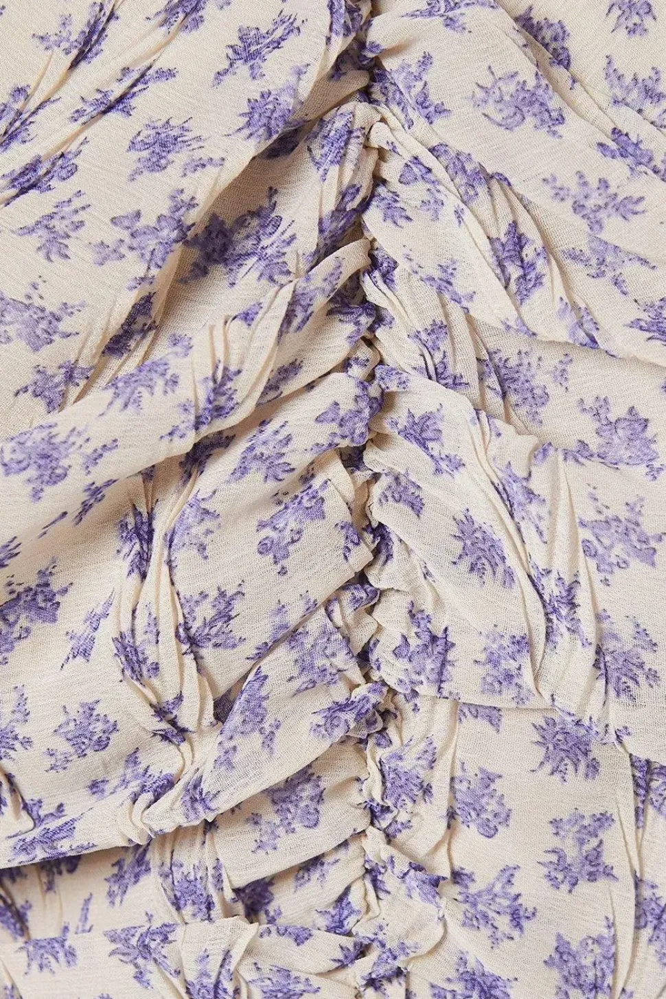 Blue Floral Chiffon Ruched Front Top