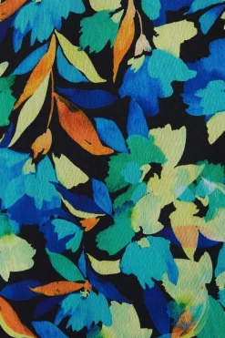Blue Floral Fluted Sleeve Shift Dress