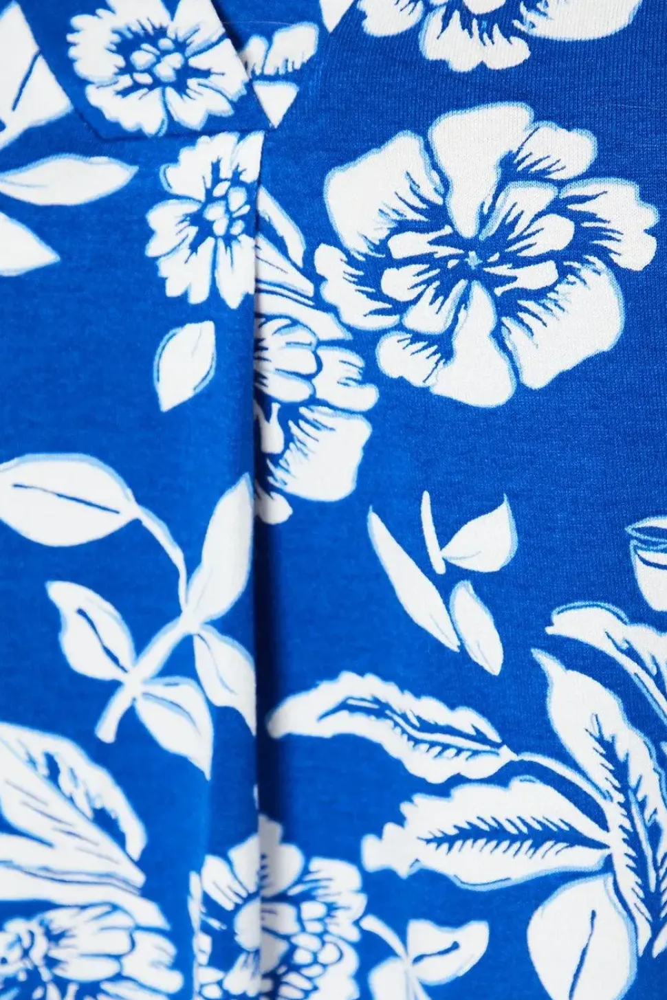 Blue Floral Jersey Sleeveless Frill Top