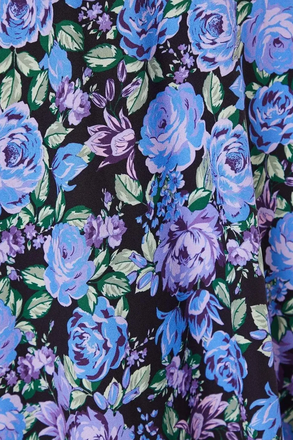 Blue Floral Long Sleeve Keyhole Midi Dress