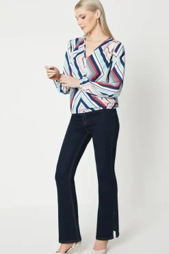 Blue Geo Wrap Top