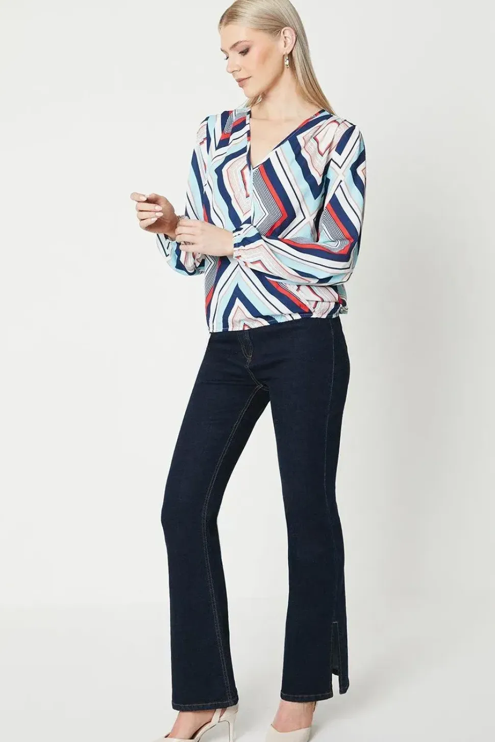 Blue Geo Wrap Top