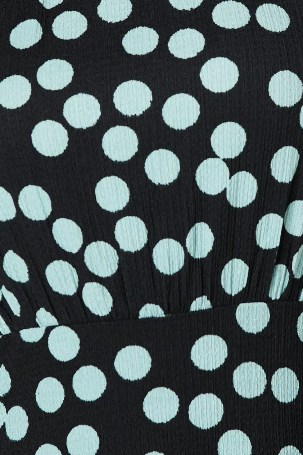 Blue Spot Ruffle Hem Long Sleeve Midi Dress