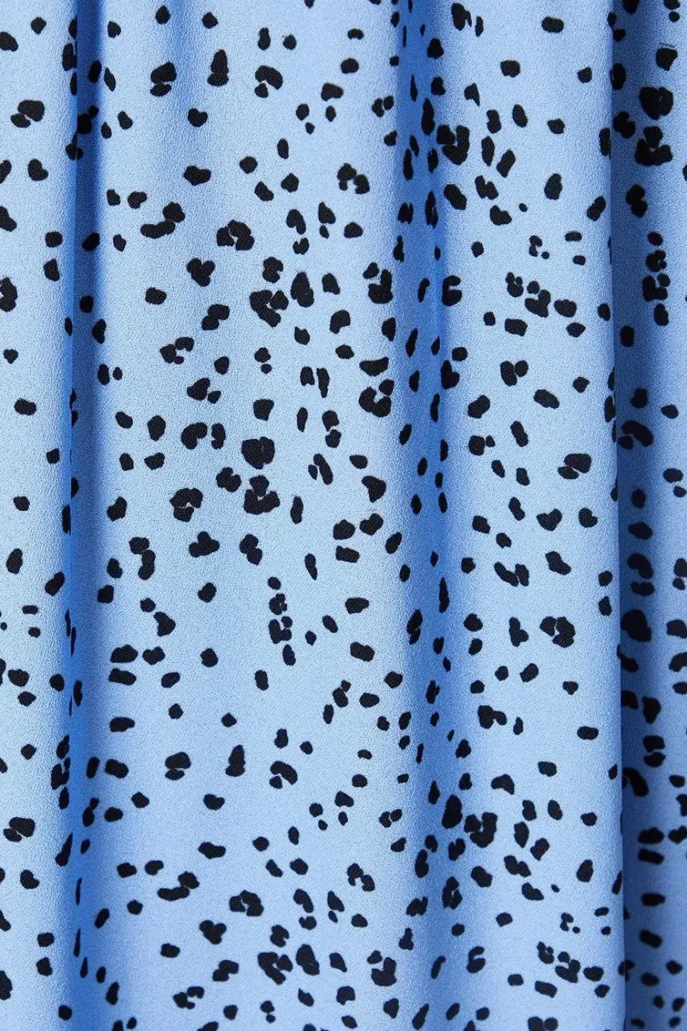 Blue Spot Shirred Bodice Ruffle Sleeve Midi Dress