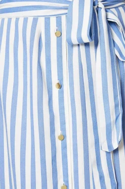 Blue Stripe Midi Shirt Dress