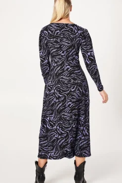 Blue Zebra V Neck Empire Midi Dress