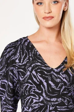 Blue Zebra V Neck Empire Mini Dress