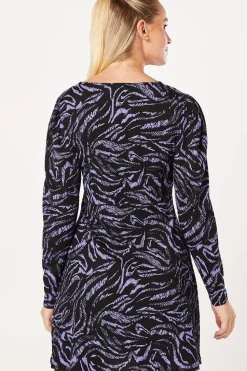 Blue Zebra V Neck Empire Mini Dress