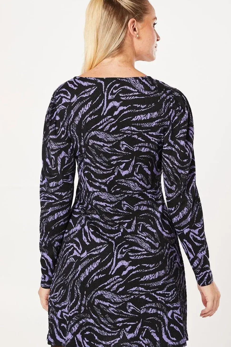 Blue Zebra V Neck Empire Mini Dress