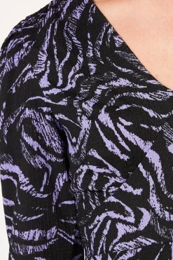Blue Zebra V Neck Empire Mini Dress