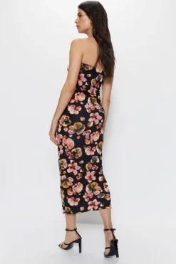 Blurred Floral Bandeau Maxi Dress