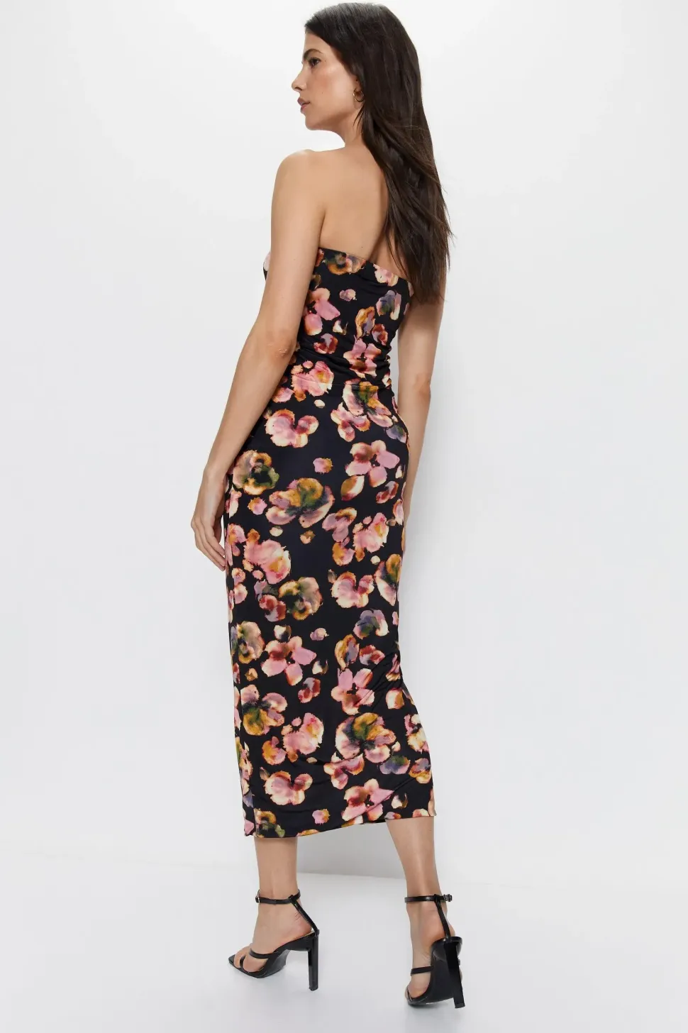 Blurred Floral Bandeau Maxi Dress