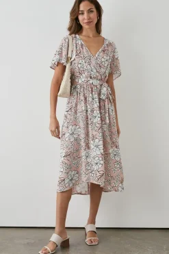 Blush Floral Wrap Dress