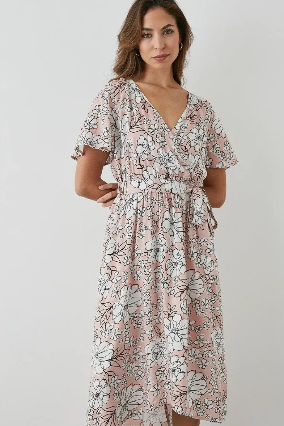 Blush Floral Wrap Dress