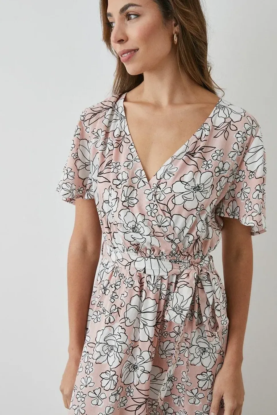 Blush Floral Wrap Dress