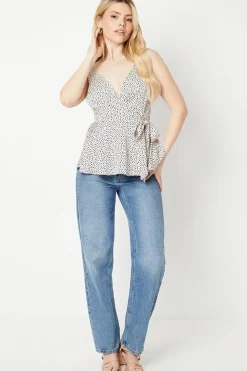 Blush Spot Satin Wrap Cami Top