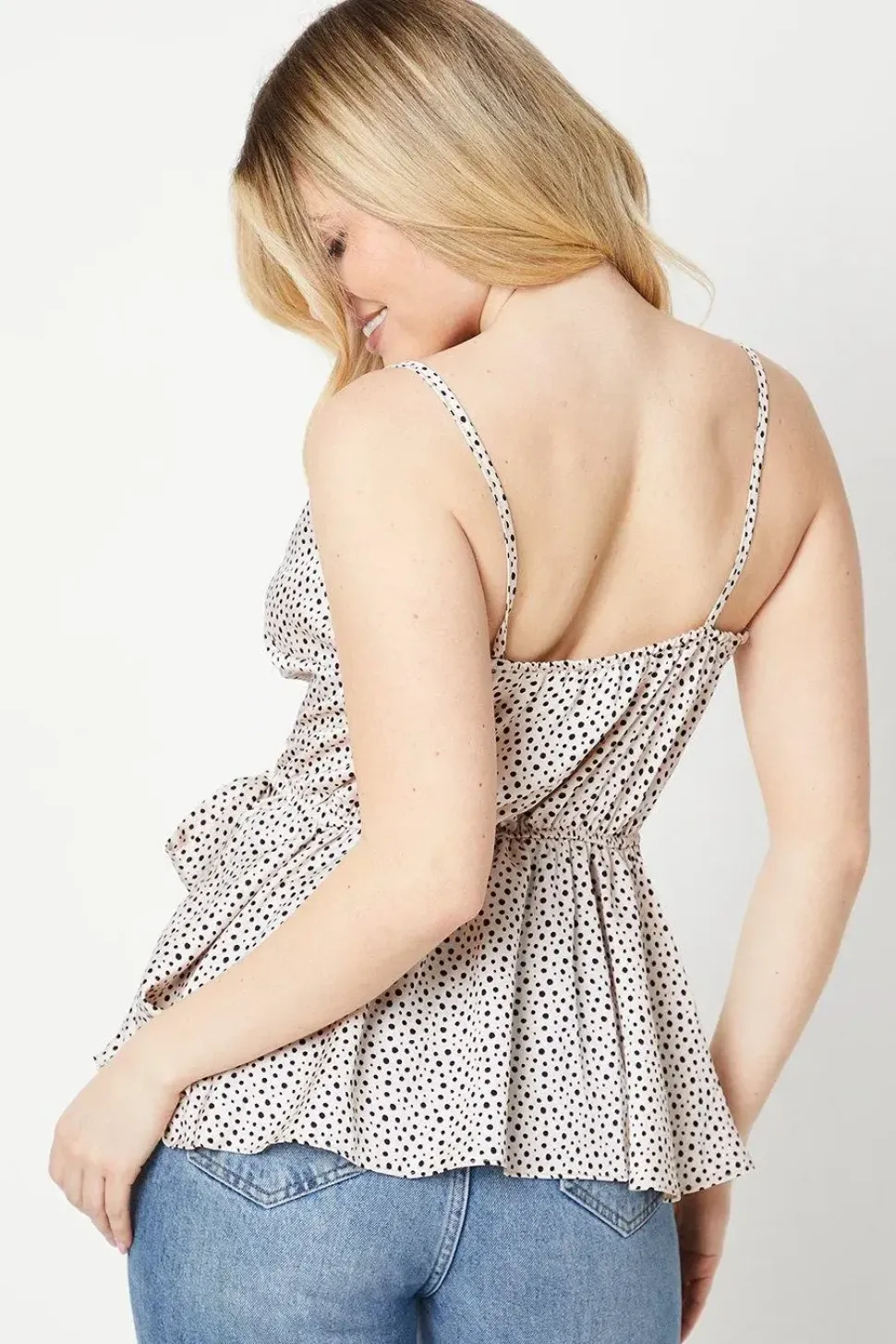 Blush Spot Satin Wrap Cami Top