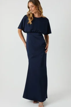 Boat Neck Angel Wrap Bridesmaid Dress