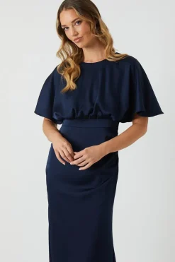 Boat Neck Angel Wrap Bridesmaid Dress