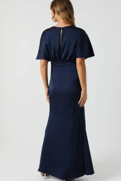 Boat Neck Angel Wrap Bridesmaid Dress