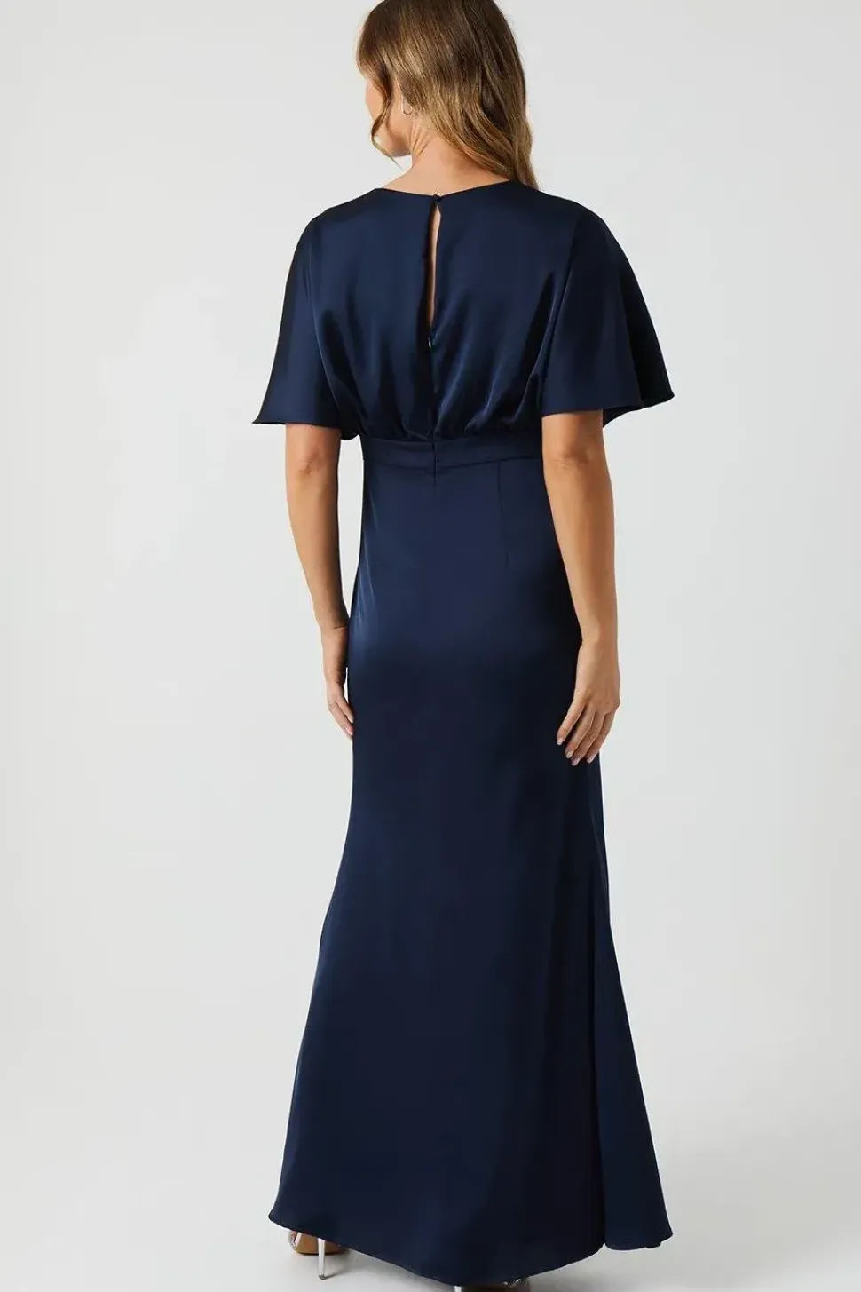 Boat Neck Angel Wrap Bridesmaid Dress