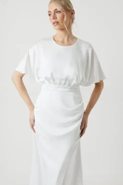Boat Neck Maxi Wrap Wedding Dress
