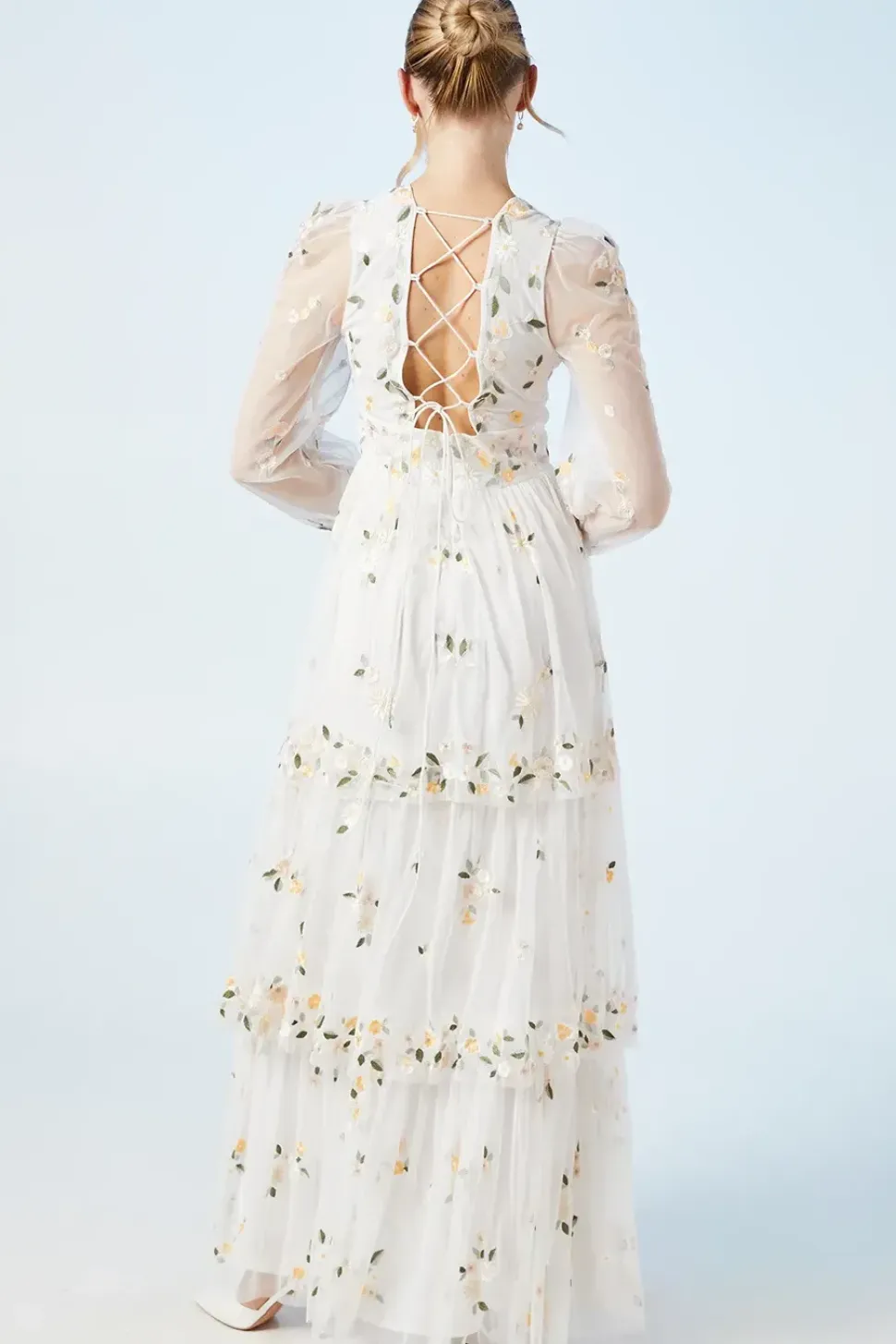 Boho Long Sleeve Embroidered Maxi Wedding Dress