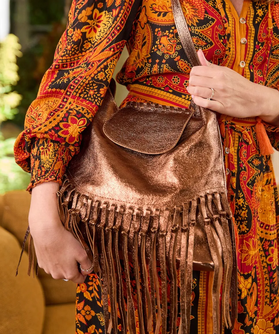 Boho Tassel Trim Premium Suede Shoulder Bag