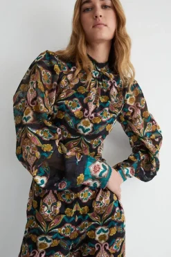 Border Print Chiffon Jacquard Jumpsuit
