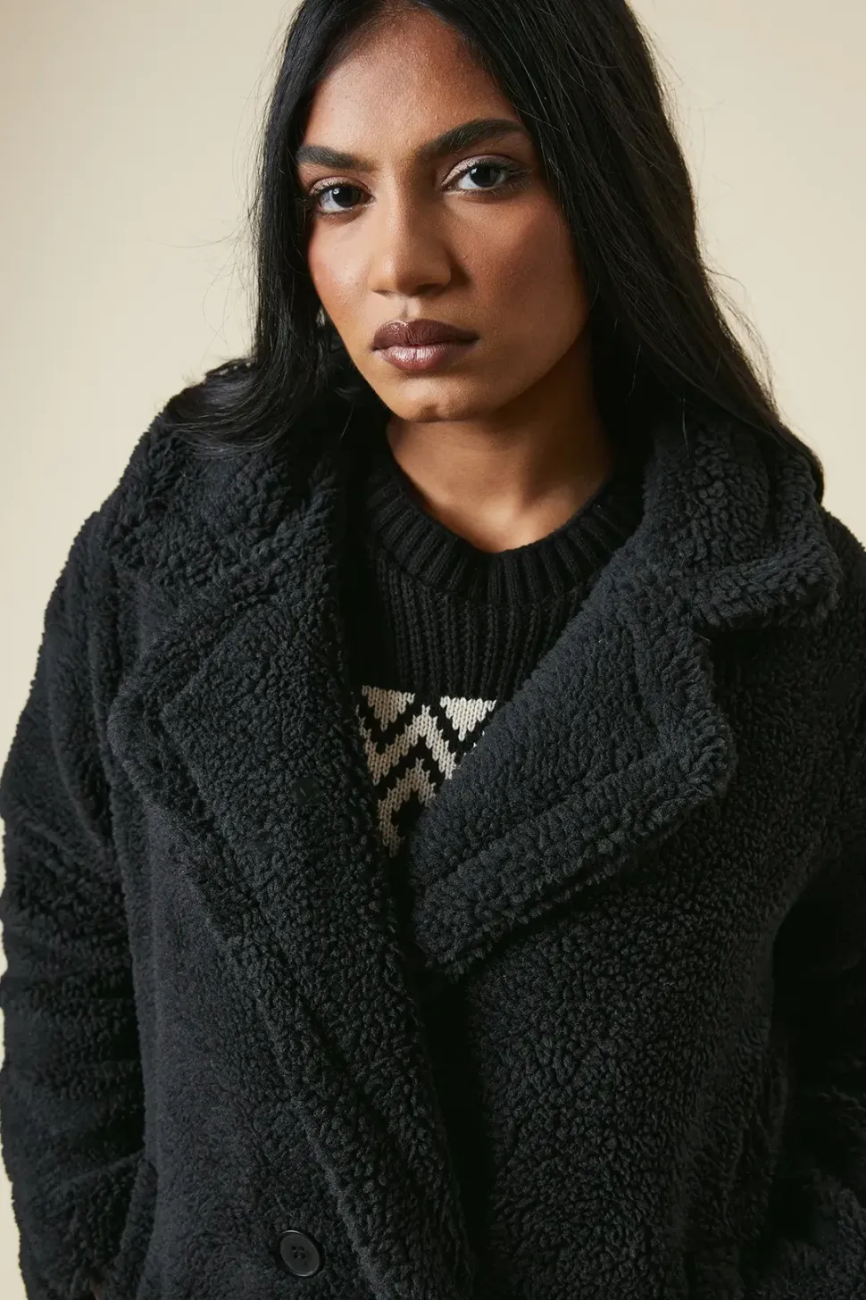 Borg Collared Midi Coat