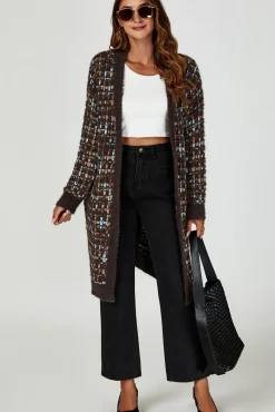 Boucle Check Cardigan With Multicolour Speckles