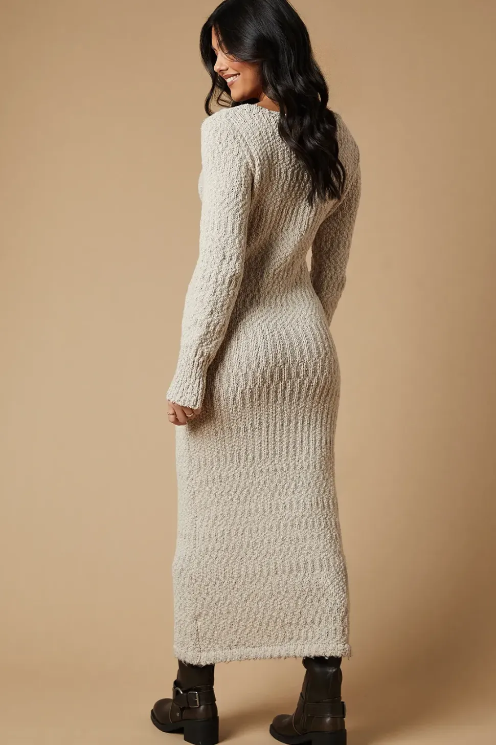 Boucle Cosy Knitted Midi Dress