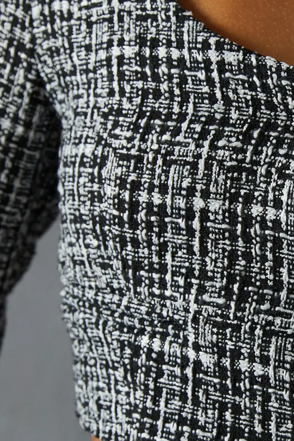 Boucle Feather Trim Cropped Jacket
