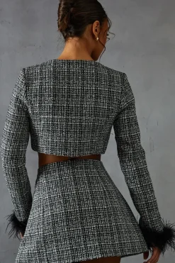 Boucle High Waist A-line Mini Skirt