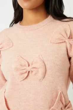 Bow Appliqué Knitted Jumper