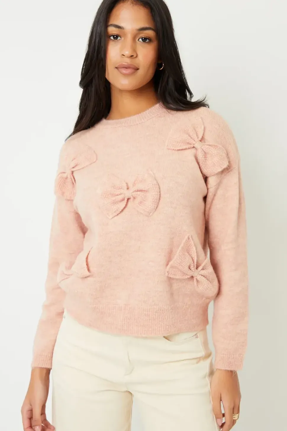 Bow Appliqué Knitted Jumper