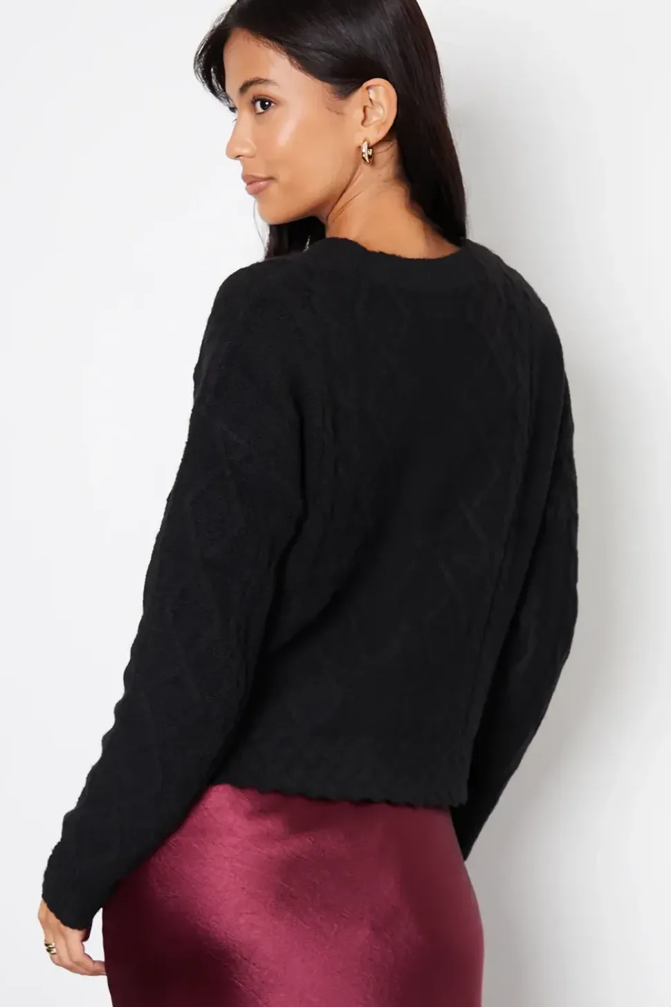 Bow Detail Cable Knit Cardigan