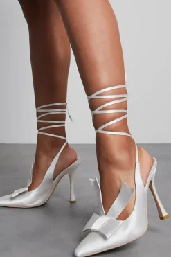 Bow Detail Strappy Lace Up Heels