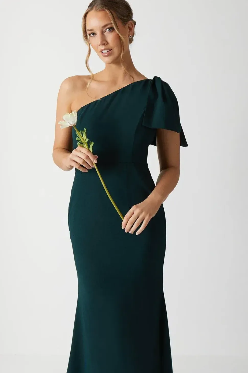 Bow One Shoulder Bridesmaid Dress