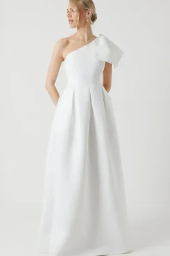 Bow One Shoulder Full Skirted Wedding Dress