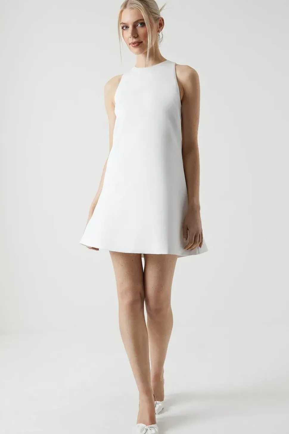 Bow Structured Satin Bridal Mini Dress