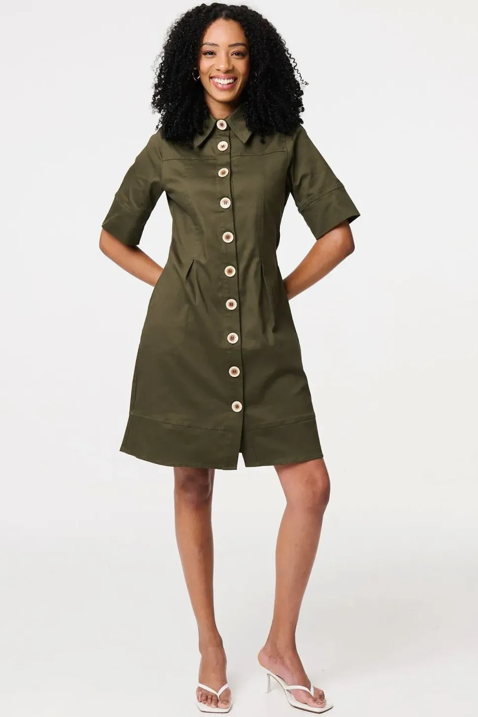 Boxy Button Down Shirt Mini Dress