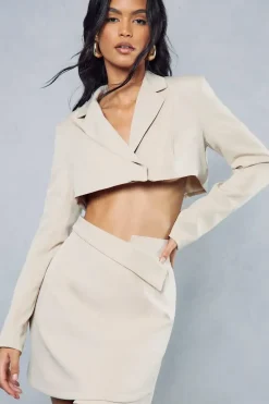 Boxy Cropped Fold Over Blazer