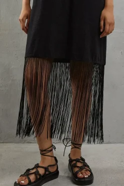 Boxy Fringe Hem T-shirt Dress