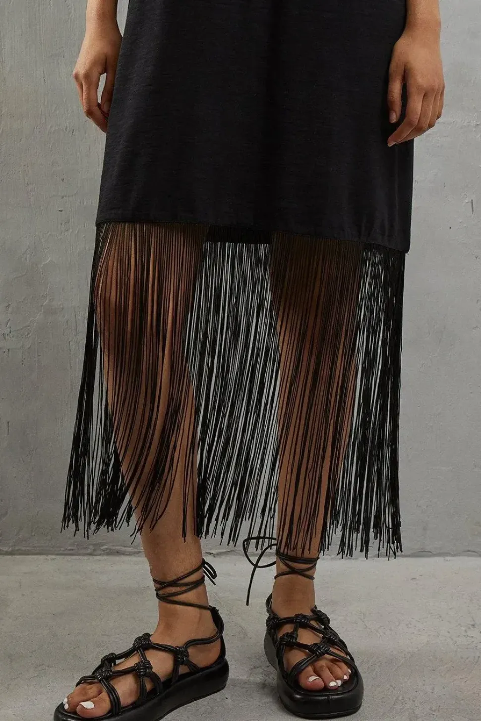 Boxy Fringe Hem T-shirt Dress