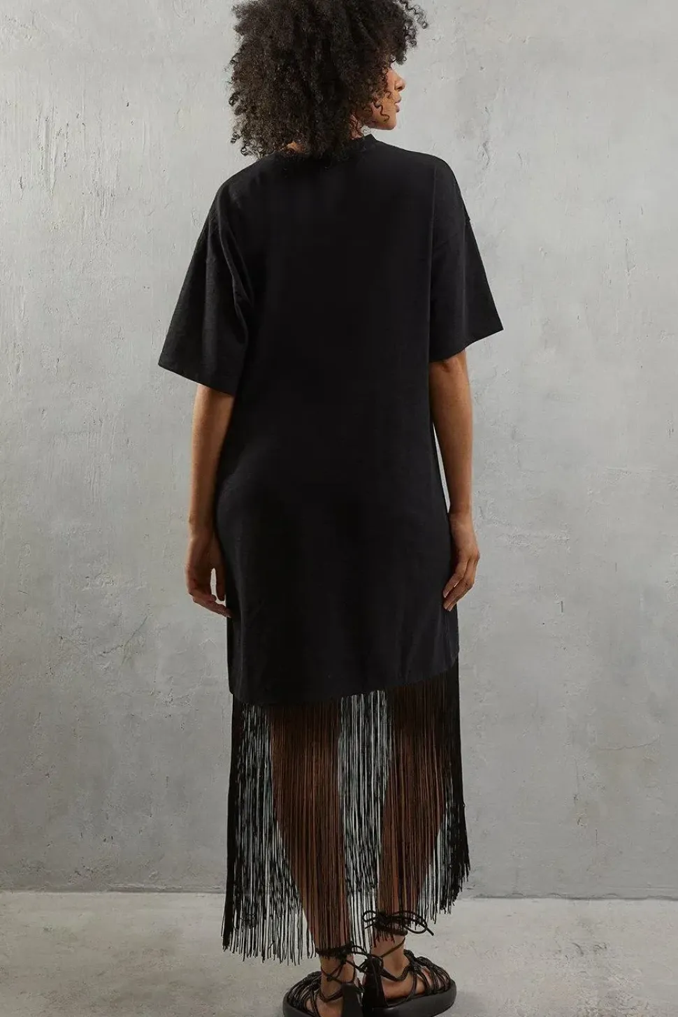 Boxy Fringe Hem T-shirt Dress