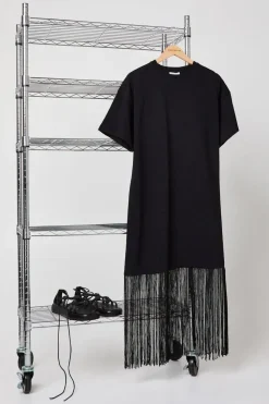 Boxy Fringe Hem T-shirt Dress