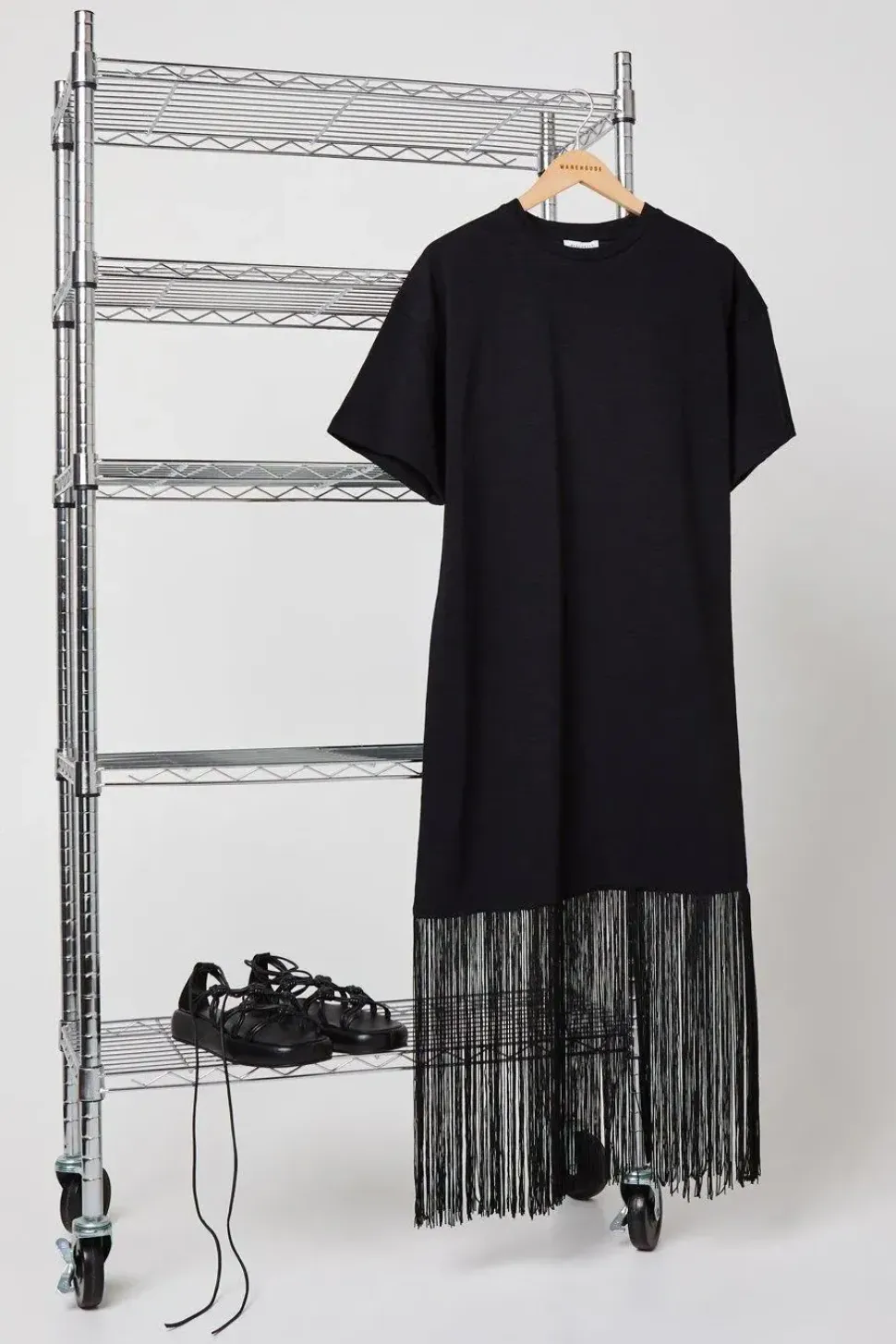 Boxy Fringe Hem T-shirt Dress