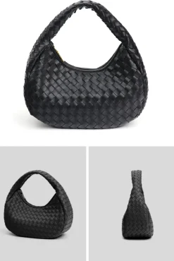 Braided Shoulder Bag In Black